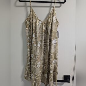 Billabong Floral Tan and White Mini Dress